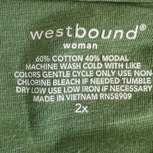 Westbound Woman Womens Top Size 2X Green Cotton Modal 3/4 Sleeve Pullover Knit - Picture 4 of 4
